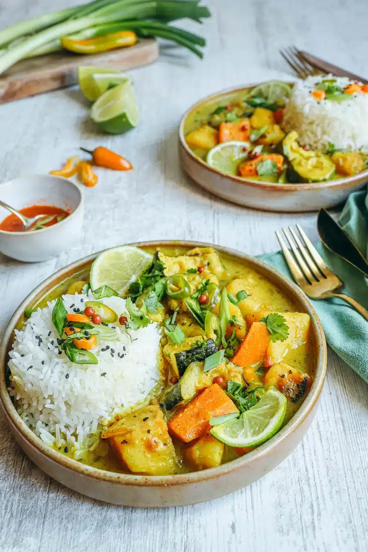 Colombo de légumes antillais sans gluten et vegan au lait de coco