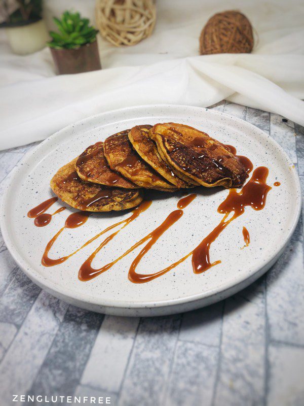 Ceci est une photographie de Pancakes proteinés sans gluten et vegan