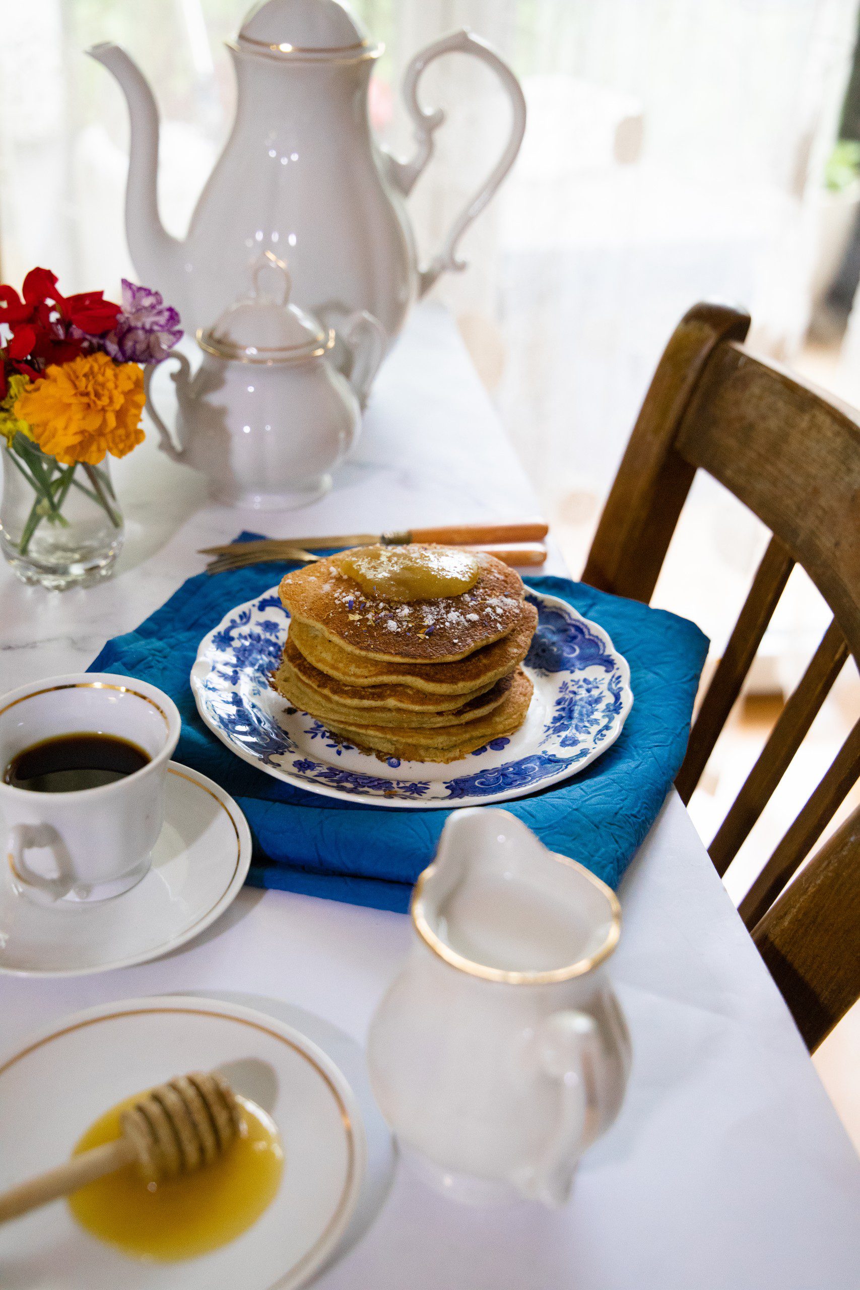 Ceci est une photographie de Pancakes avoine chia sans gluten