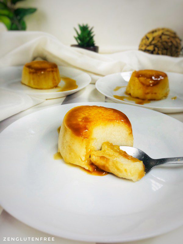 Ceci est une photographie de flan de semoule de riz sans gluten végétalien-zenglutenfree
