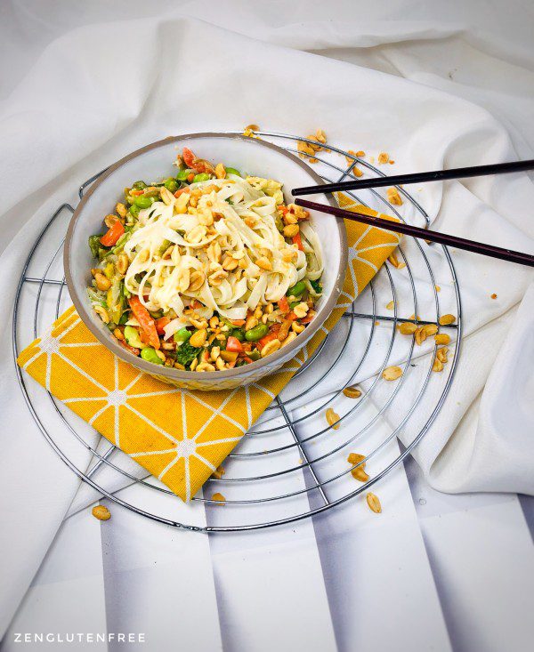 Ceci est une photographie de pad thaï express aux légumes sans gluten-zenglutenfree