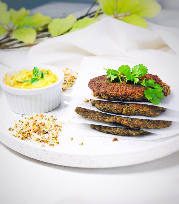 Ceci est une photographie de galettes de lentilles vertes sans gluten sans œufs-zenglutenfree