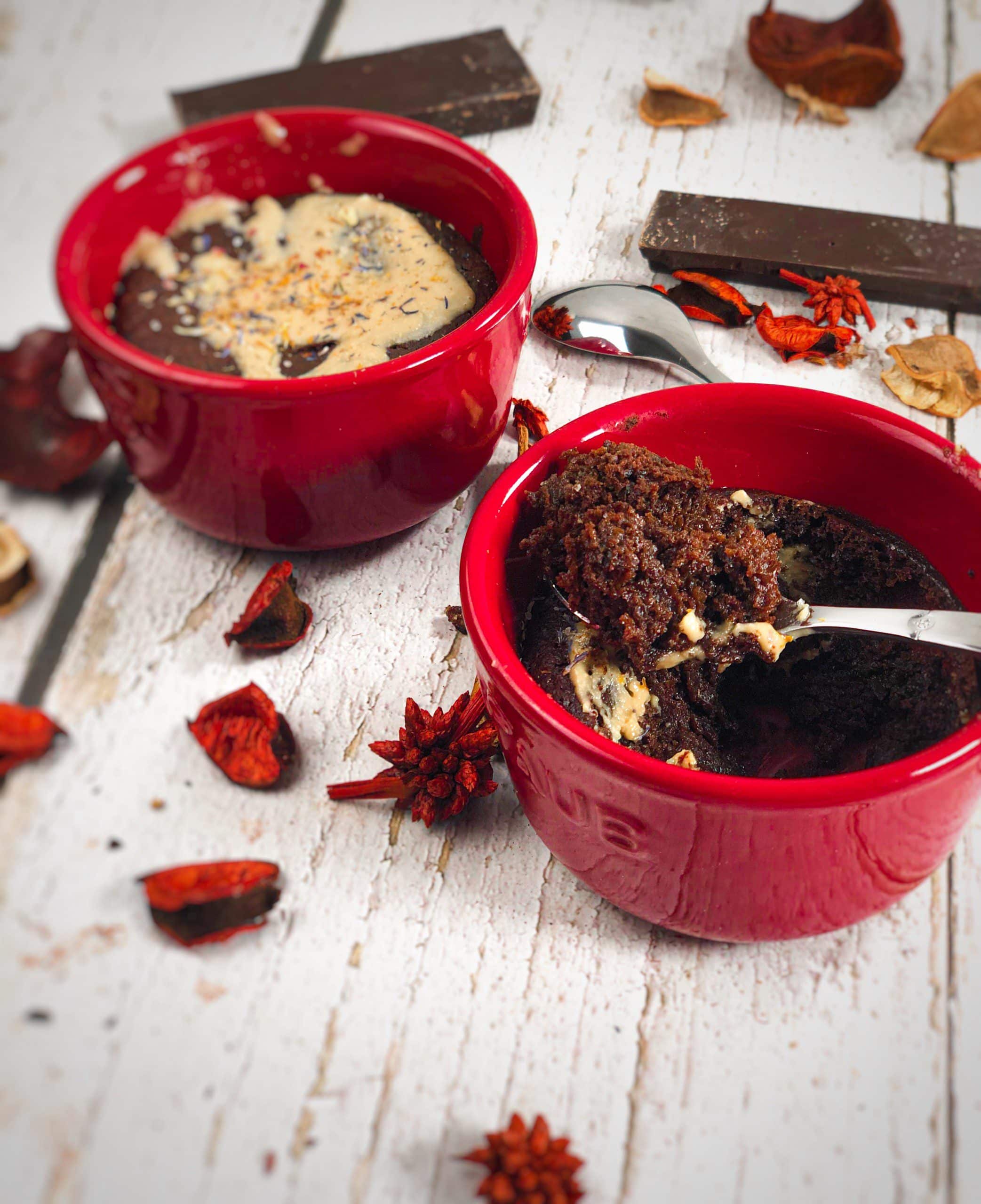 Ceci est une photographie ddeMug cake au chocolat sans gluten