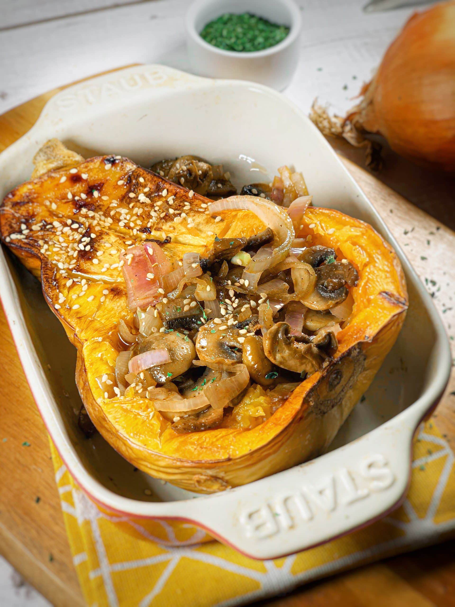 Ceci est une photographie de butternut farci-zenglutenfree