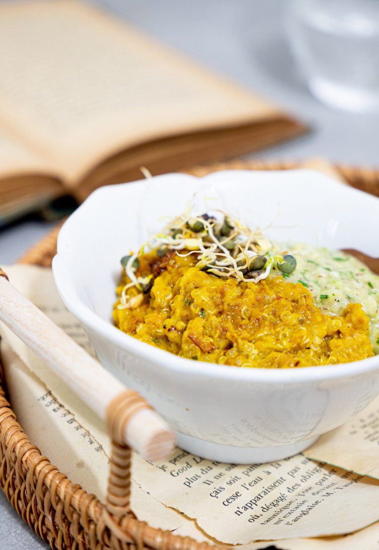 Ceci est une photographie de quinoa et potimarron au lait de coco-zenglutenfree