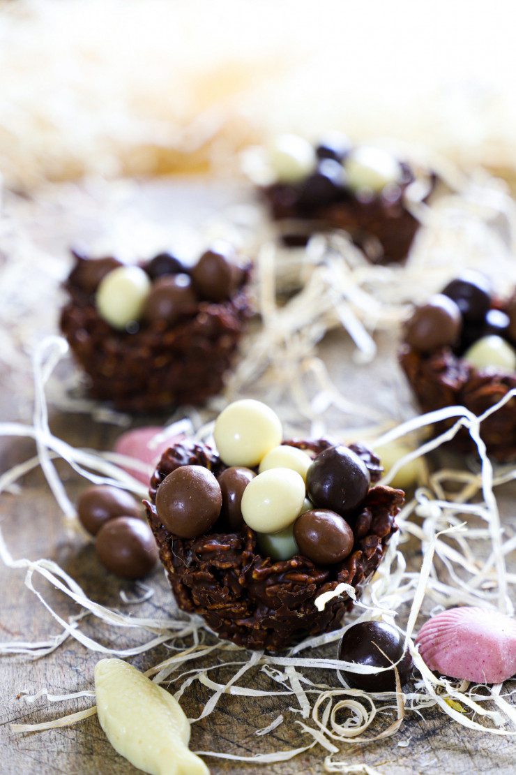 Ceci est une photographie de nids de pâques façon roses des sables-zenglutenfree