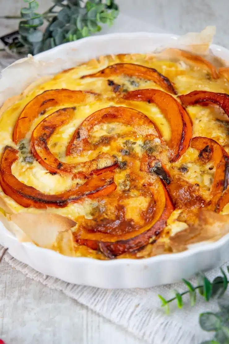 Ceci est une photographie de quiche potimarron roquefort-zenglutenfree
