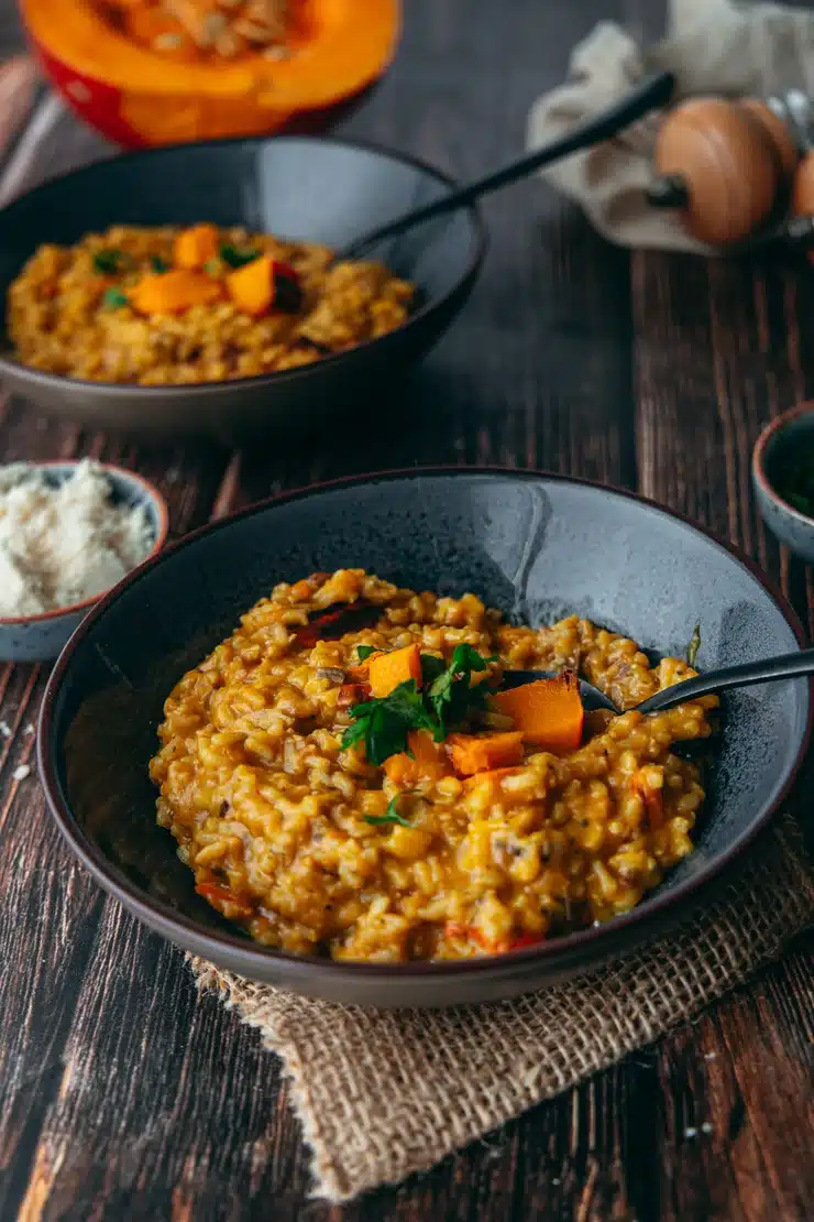 Ceci est une photographie de Risotto à la courge -zenglutenfree
