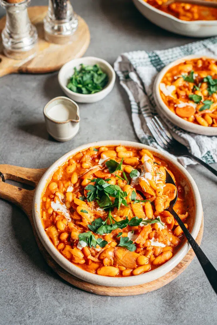 Haricots blancs à la sauce tomate sans gluten et vegan